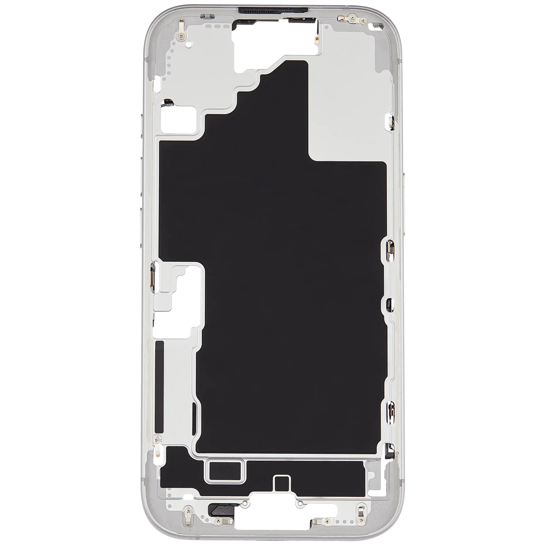Mid-Frame Housing With Power And Volume Button Compatible For iPhone 16 (US Version) (Used OEM Pull: Grade A) (White)