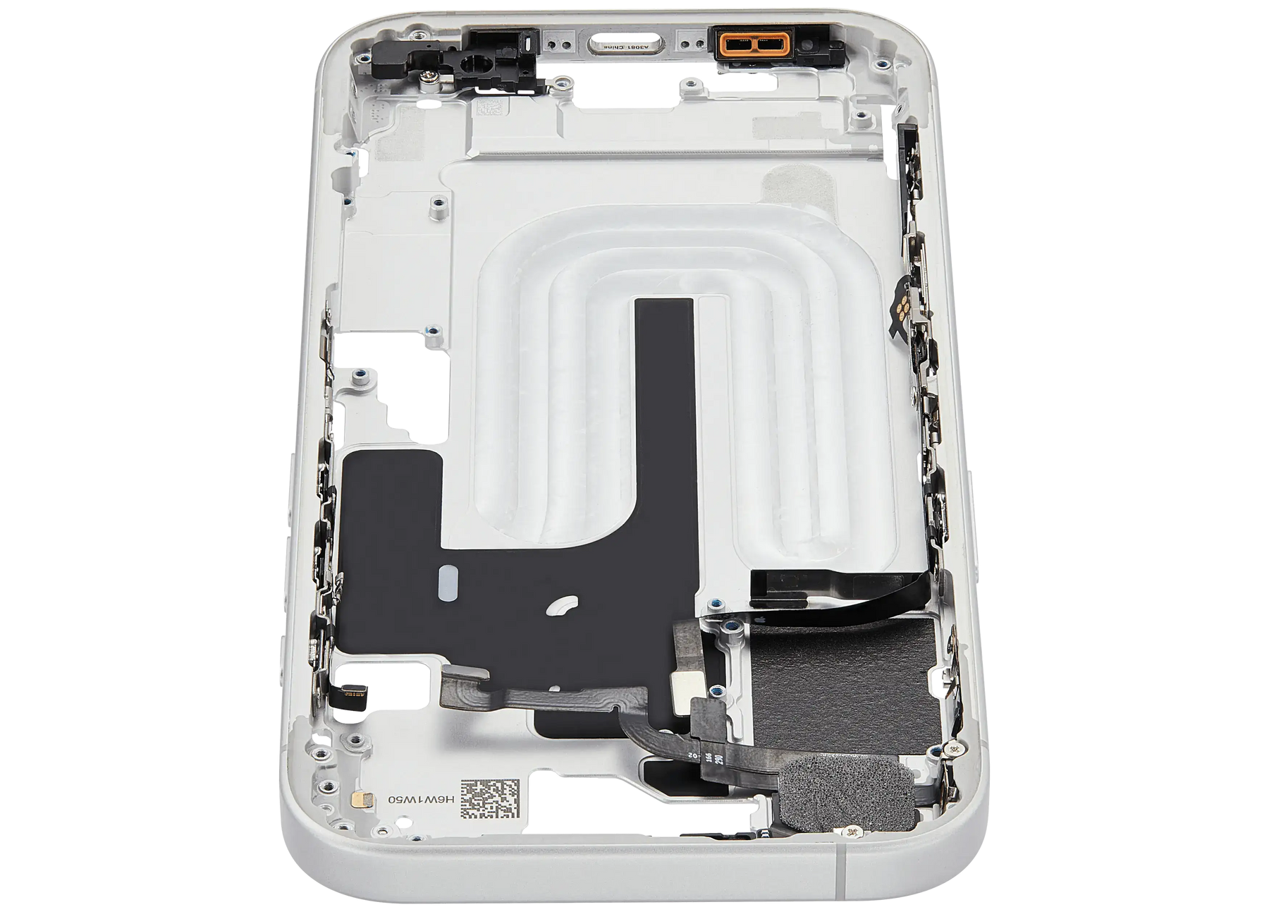 Mid-Frame Housing With Power And Volume Button Compatible For iPhone 16 (US Version) (Used OEM Pull: Grade A) (White)