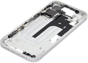 Mid-Frame Housing With Power And Volume Button Compatible For iPhone 16 (US Version) (Used OEM Pull: Grade A) (White)