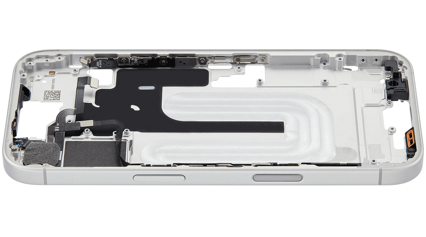 Mid-Frame Housing With Power And Volume Button Compatible For iPhone 16 (US Version) (Used OEM Pull: Grade A) (White)