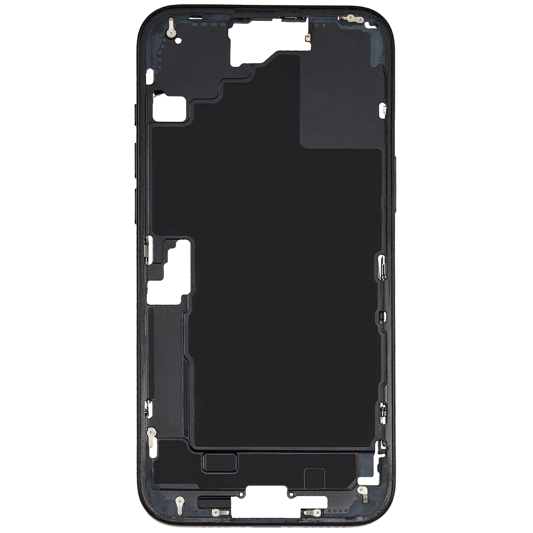 Mid-Frame Housing With Power And Volume Button Compatible For iPhone 16 Plus (US Version) (Used OEM Pull: Grade A) (Black)
