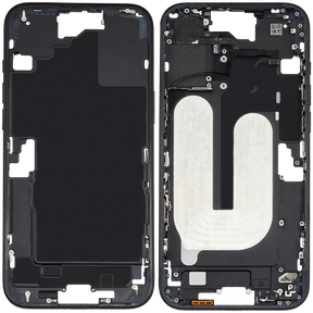 Mid-Frame Housing With Power And Volume Button Compatible For iPhone 16 Plus (US Version) (Used OEM Pull: Grade A) (Black)