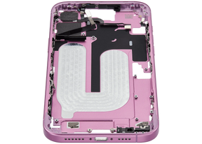 Mid-Frame Housing With Power And Volume Button Compatible For iPhone 16 Plus (US Version) (Used OEM Pull: Grade A) (Pink)
