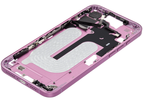 Mid-Frame Housing With Power And Volume Button Compatible For iPhone 16 Plus (US Version) (Used OEM Pull: Grade A) (Pink)