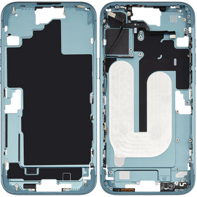 Mid-Frame Housing With Power And Volume Button Compatible For iPhone 16 Plus (US Version) (Used OEM Pull: Grade A) (Teal)