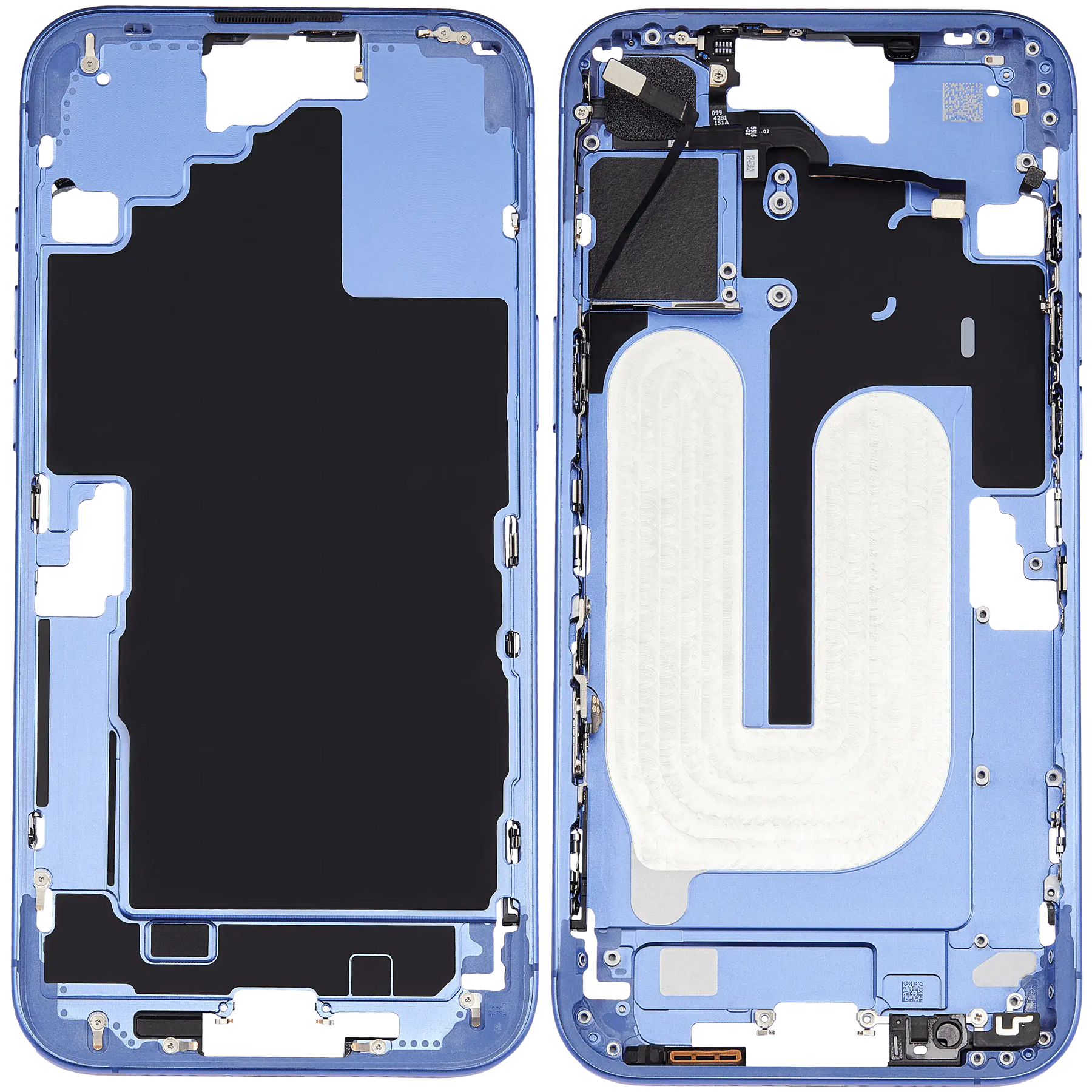Mid-Frame Housing With Power And Volume Button Compatible For iPhone 16 Plus (US Version) (Used OEM Pull: Grade A) (Ultramarine)