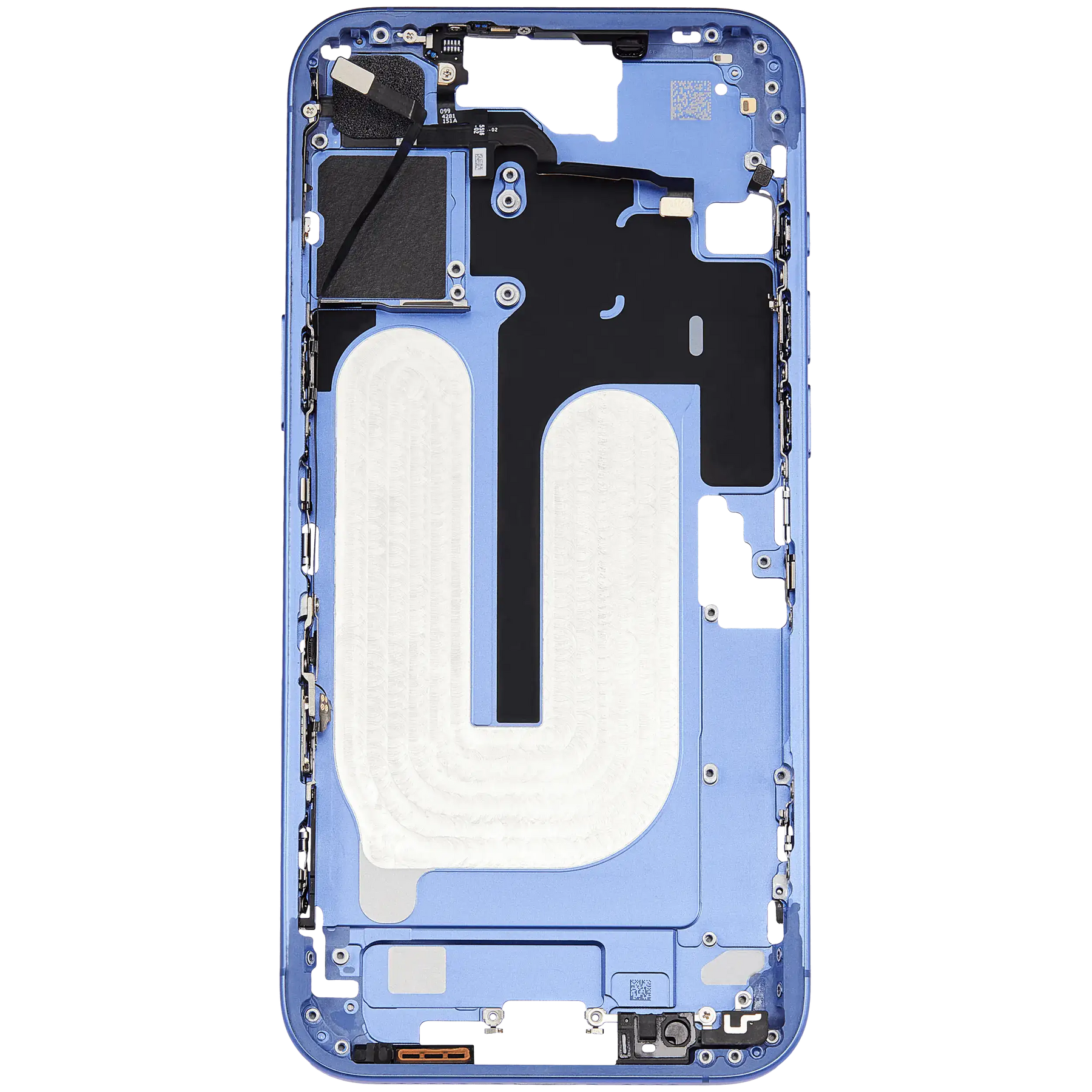 Mid-Frame Housing With Power And Volume Button Compatible For iPhone 16 Plus (US Version) (Used OEM Pull: Grade A) (Ultramarine)