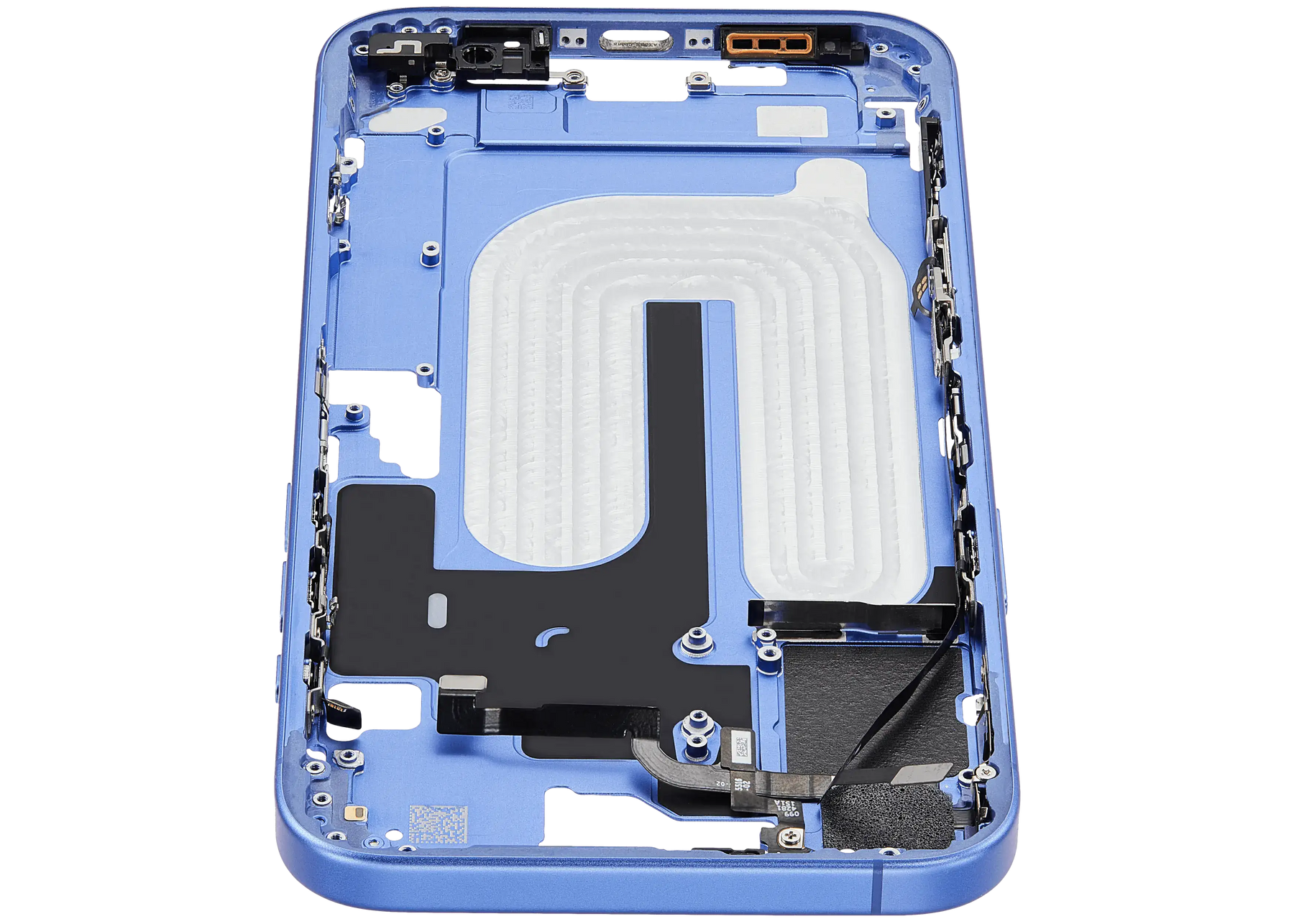 Mid-Frame Housing With Power And Volume Button Compatible For iPhone 16 Plus (US Version) (Used OEM Pull: Grade A) (Ultramarine)