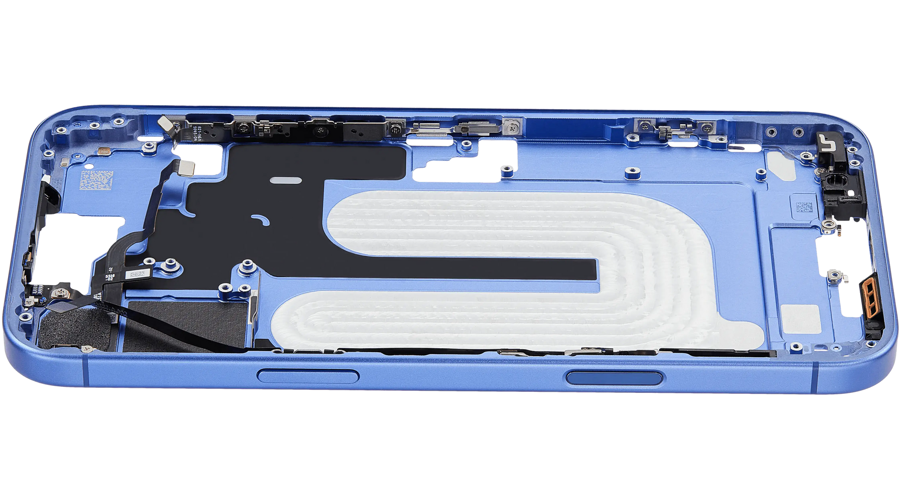 Mid-Frame Housing With Power And Volume Button Compatible For iPhone 16 Plus (US Version) (Used OEM Pull: Grade A) (Ultramarine)