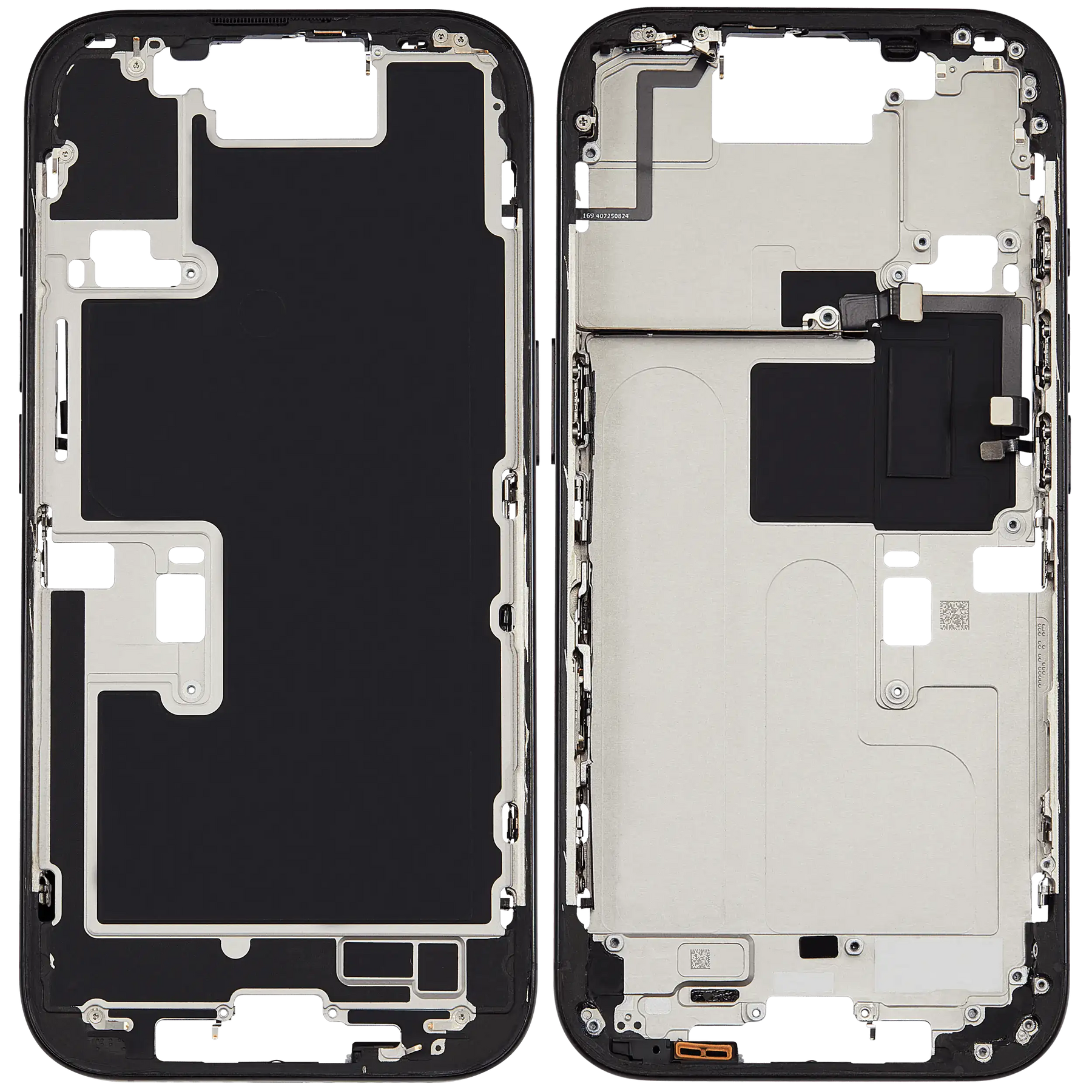 Mid-Frame Housing With Power And Volume Button Compatible For iPhone 16 Pro (US Version) (Used OEM Pull: Grade A) (Black Titanium)