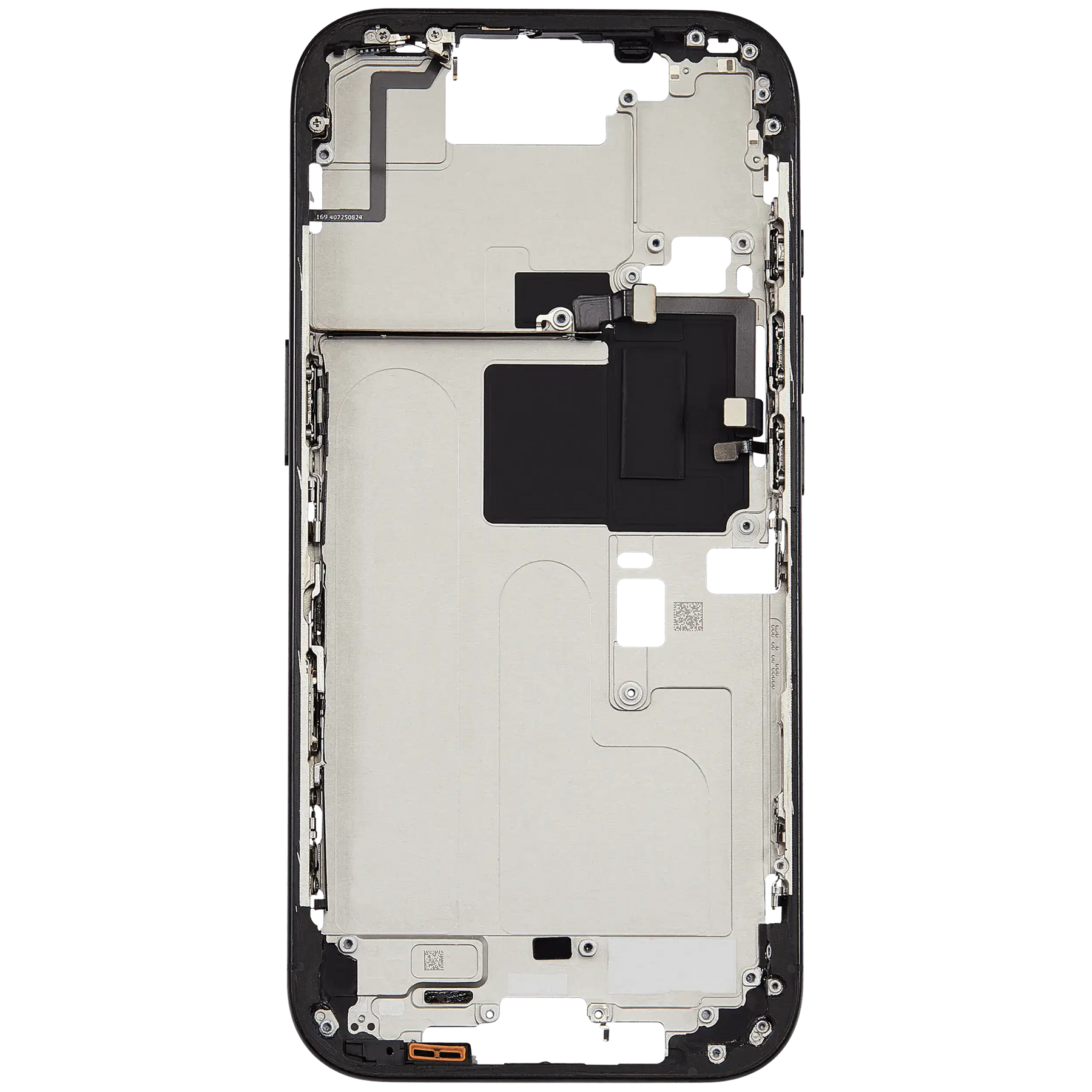 Mid-Frame Housing With Power And Volume Button Compatible For iPhone 16 Pro (US Version) (Used OEM Pull: Grade A) (Black Titanium)