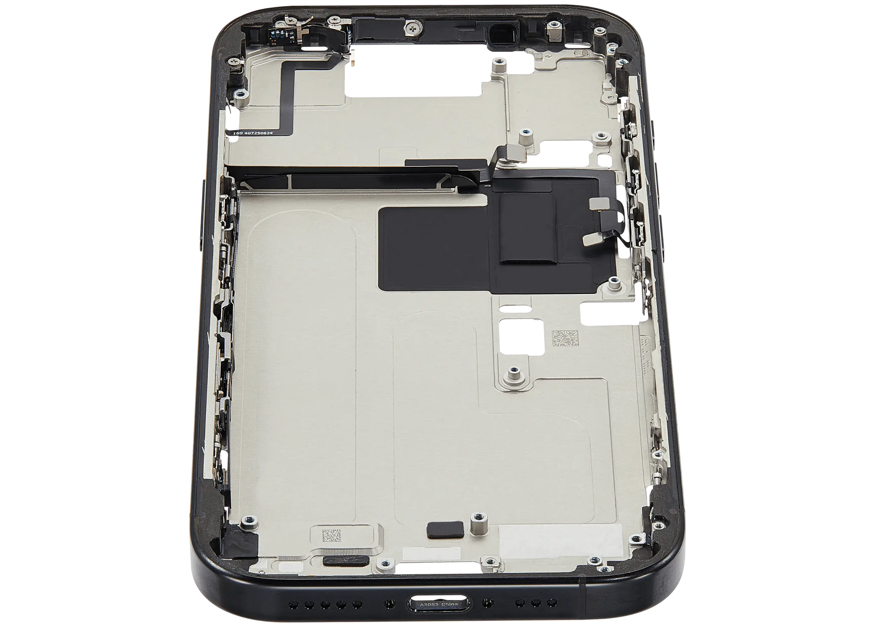 Mid-Frame Housing With Power And Volume Button Compatible For iPhone 16 Pro (US Version) (Used OEM Pull: Grade A) (Black Titanium)