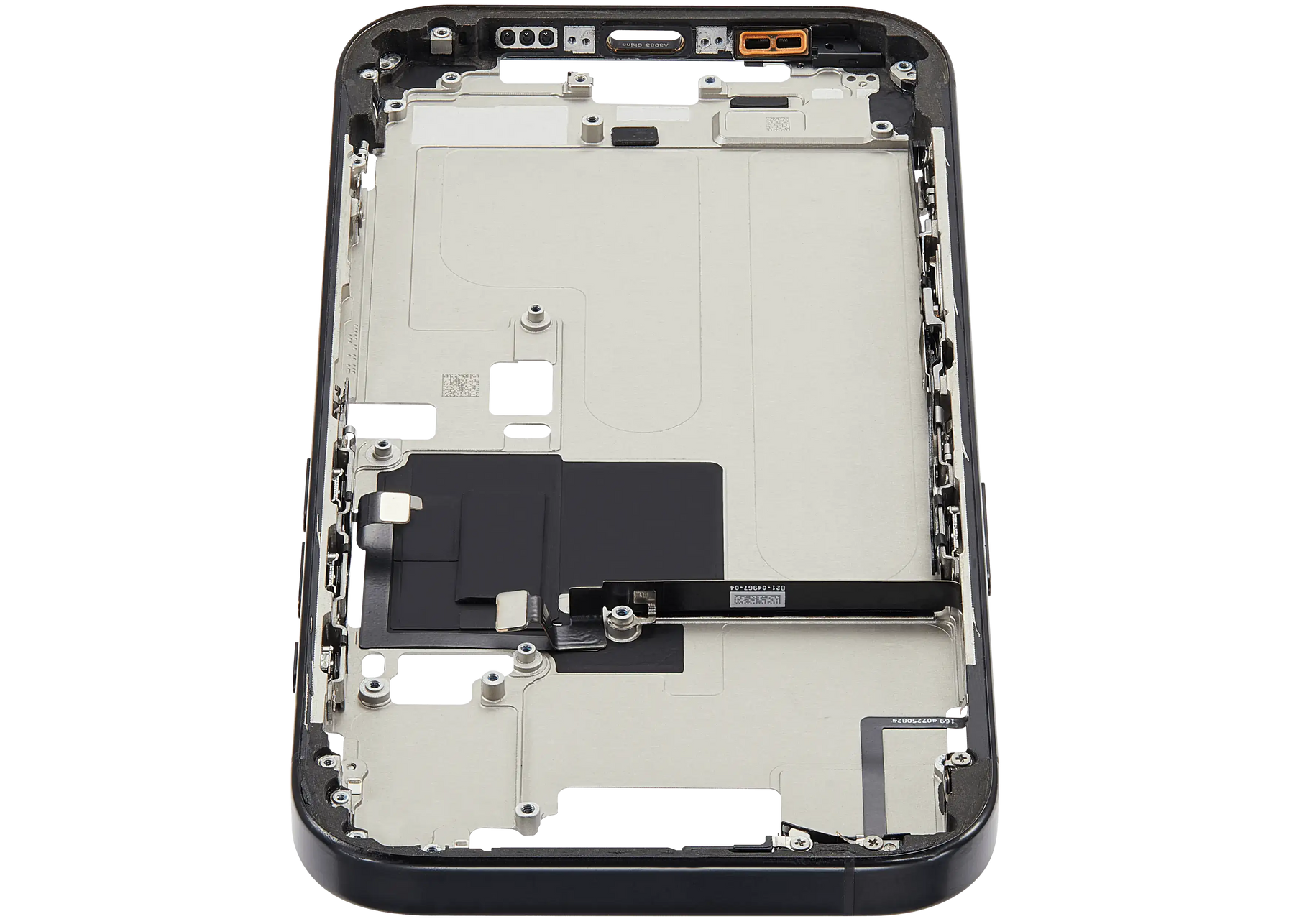 Mid-Frame Housing With Power And Volume Button Compatible For iPhone 16 Pro (US Version) (Used OEM Pull: Grade A) (Black Titanium)