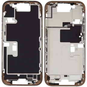 Mid-Frame Housing With Power And Volume Button Compatible For iPhone 16 Pro (US Version) (Used OEM Pull: Grade A) (Desert Titanium)