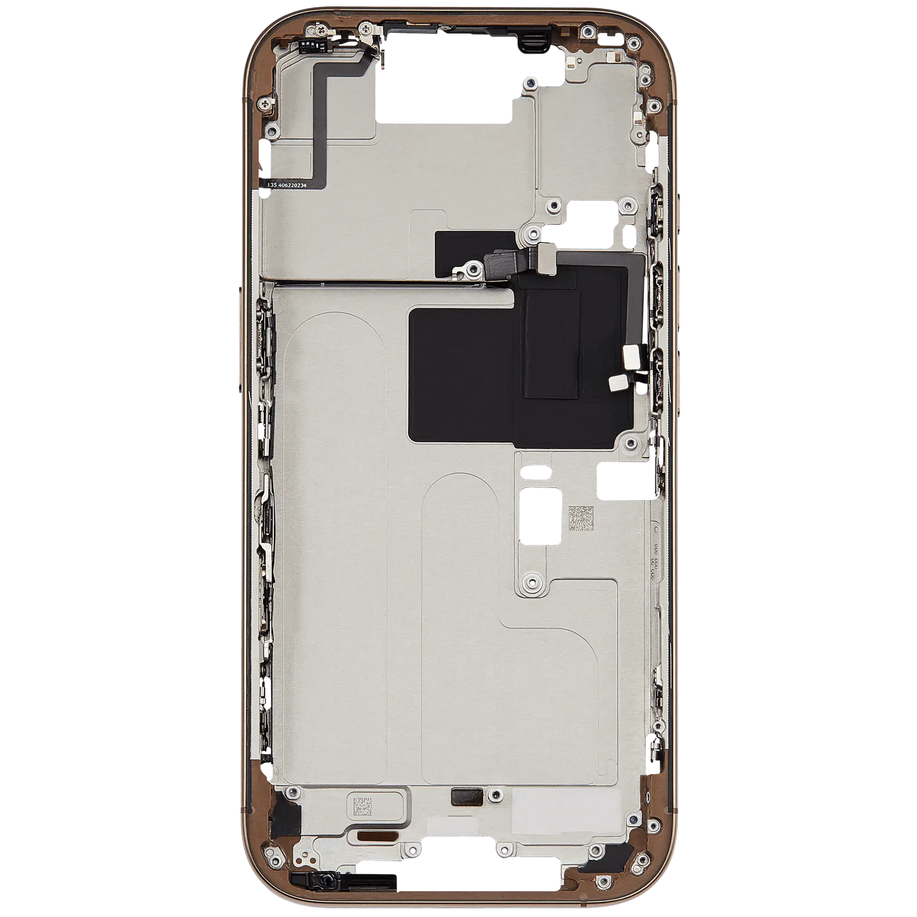 Mid-Frame Housing With Power And Volume Button Compatible For iPhone 16 Pro (US Version) (Used OEM Pull: Grade A) (Desert Titanium)