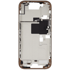 Mid-Frame Housing With Power And Volume Button Compatible For iPhone 16 Pro (US Version) (Used OEM Pull: Grade A) (Desert Titanium)