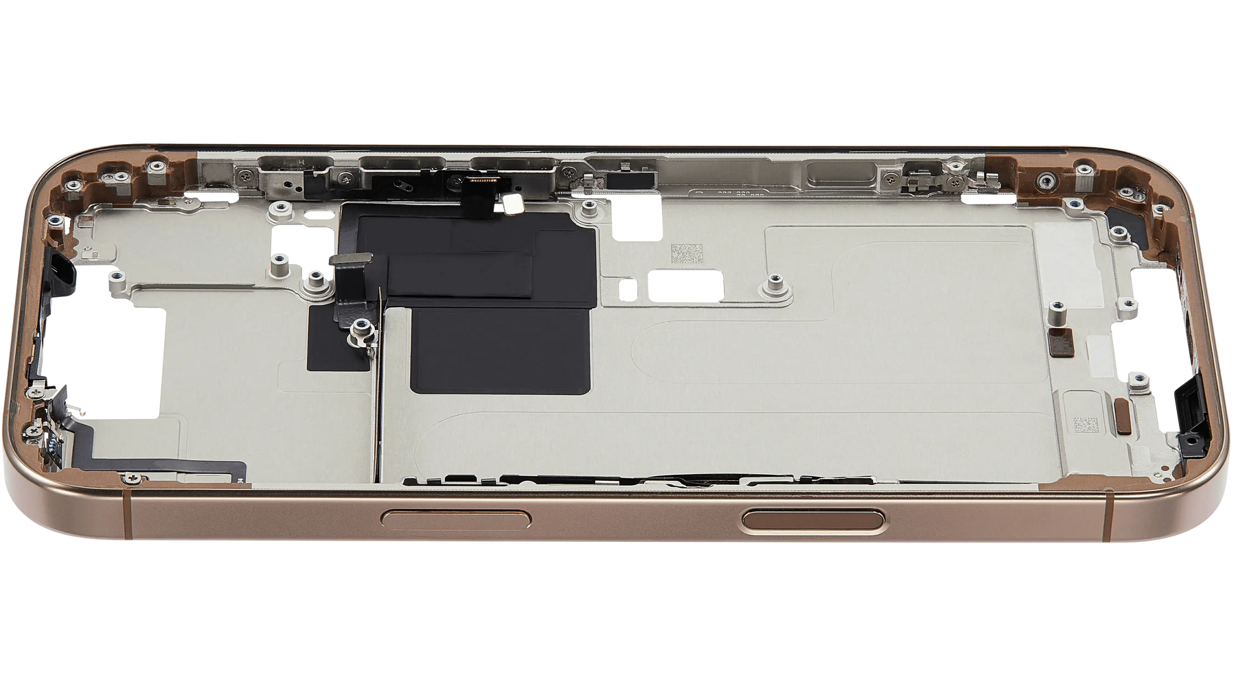 Mid-Frame Housing With Power And Volume Button Compatible For iPhone 16 Pro (US Version) (Used OEM Pull: Grade A) (Desert Titanium)