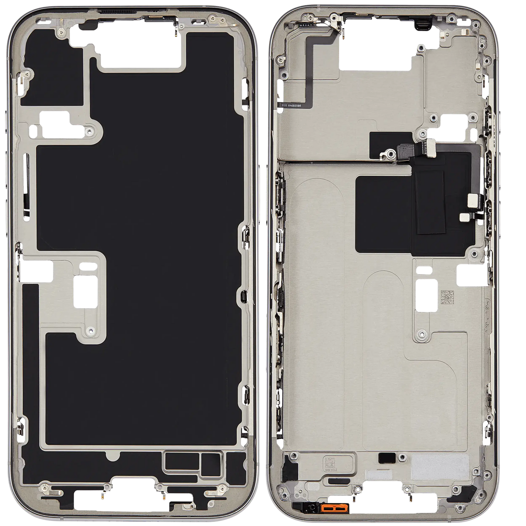 Mid-Frame Housing With Power And Volume Button Compatible For iPhone 16 Pro (US Version) (Used OEM Pull: Grade A) (Natural Titanium)