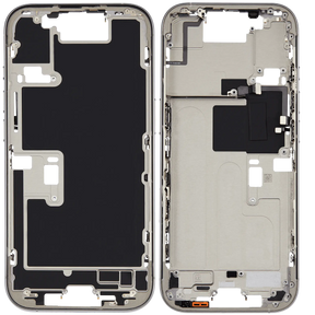 Mid-Frame Housing With Power And Volume Button Compatible For iPhone 16 Pro (US Version) (Used OEM Pull: Grade A) (Natural Titanium)