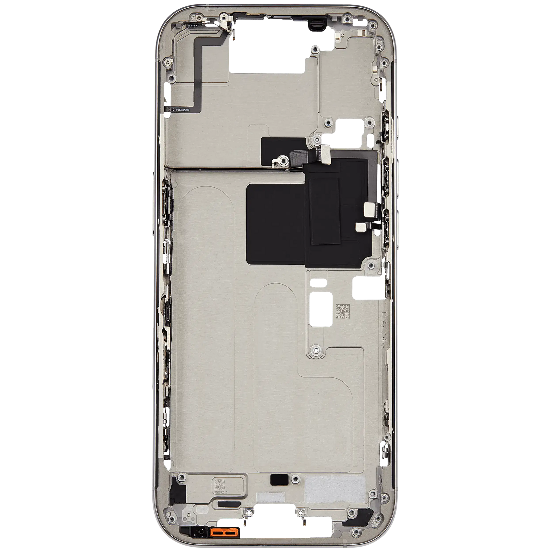 Mid-Frame Housing With Power And Volume Button Compatible For iPhone 16 Pro (US Version) (Used OEM Pull: Grade A) (Natural Titanium)