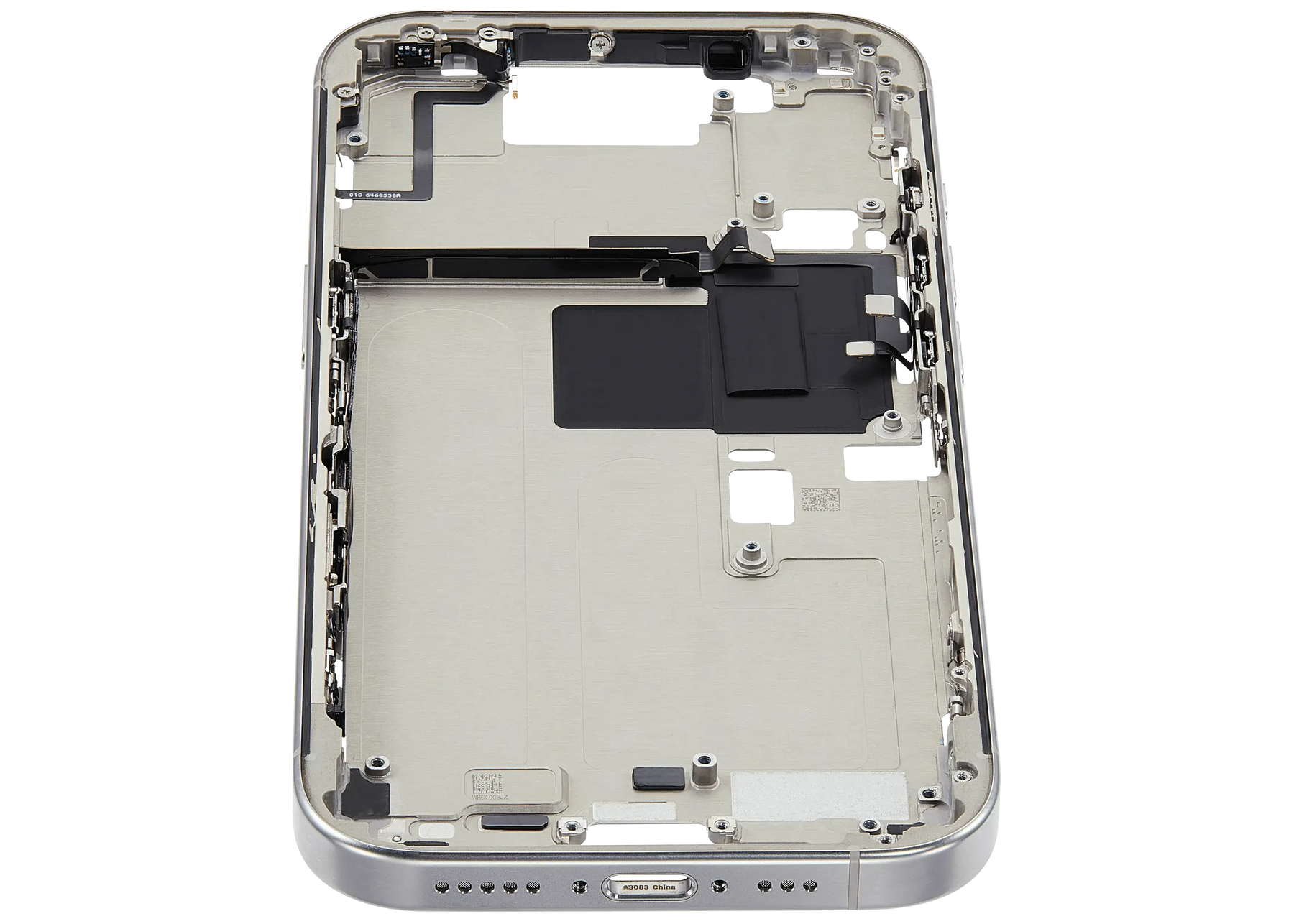 Mid-Frame Housing With Power And Volume Button Compatible For iPhone 16 Pro (US Version) (Used OEM Pull: Grade A) (Natural Titanium)
