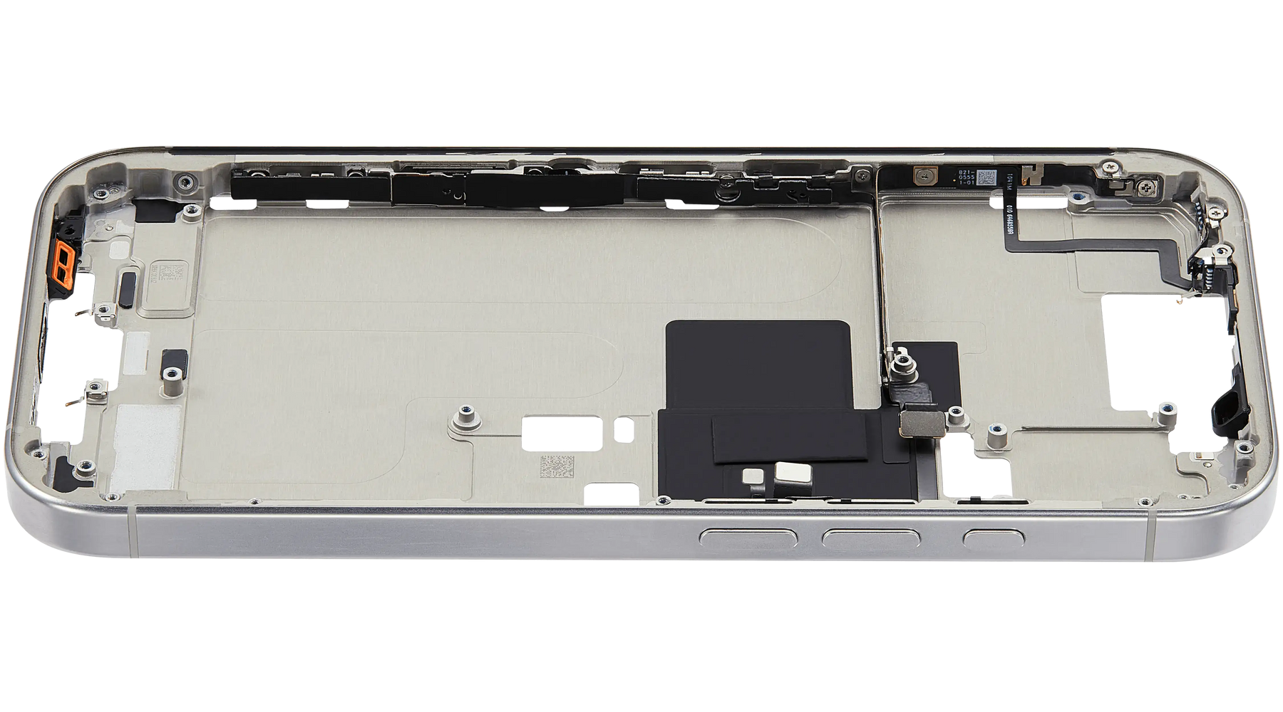 Mid-Frame Housing With Power And Volume Button Compatible For iPhone 16 Pro (US Version) (Used OEM Pull: Grade A) (Natural Titanium)