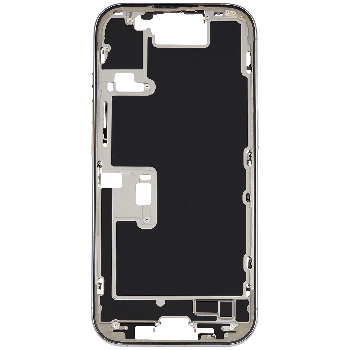 Mid-Frame Housing With Power And Volume Button Compatible For iPhone 16 Pro (US Version) (Used OEM Pull: Grade A) (White Titanium)