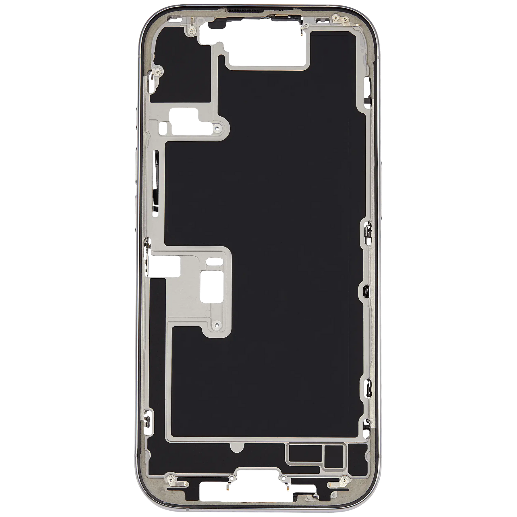 Mid-Frame Housing With Power And Volume Button Compatible For iPhone 16 Pro (US Version) (Used OEM Pull: Grade A) (White Titanium)