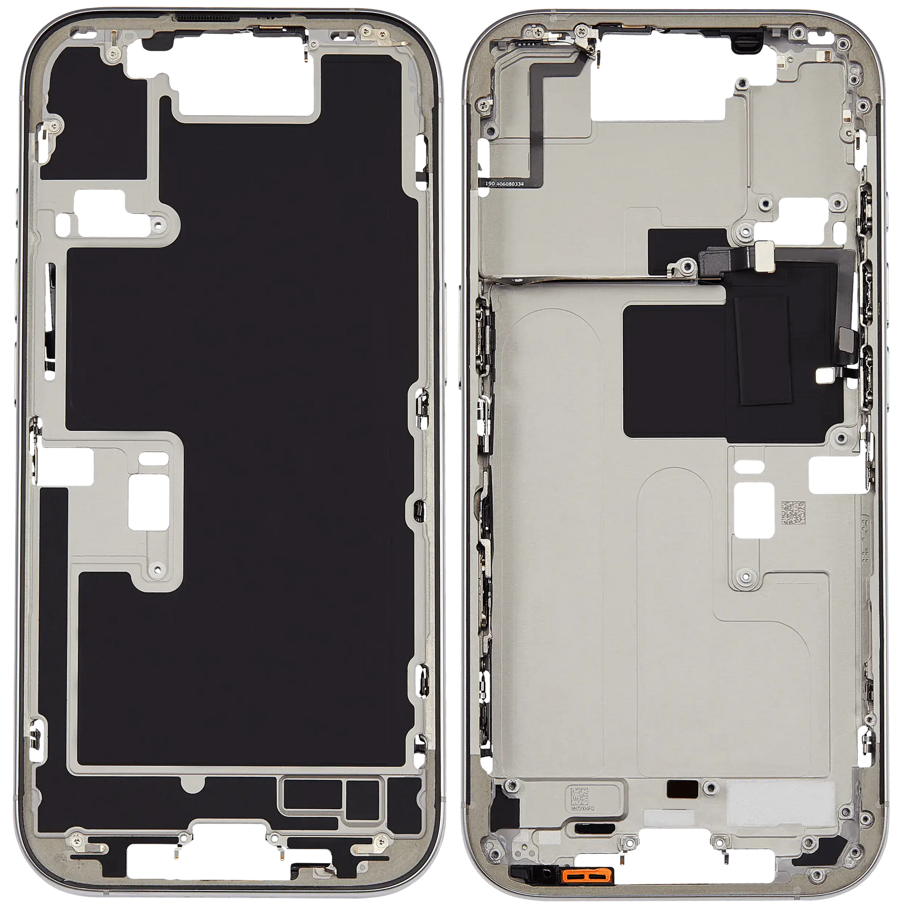Mid-Frame Housing With Power And Volume Button Compatible For iPhone 16 Pro (US Version) (Used OEM Pull: Grade A) (White Titanium)