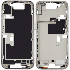 Mid-Frame Housing With Power And Volume Button Compatible For iPhone 16 Pro (US Version) (Used OEM Pull: Grade A) (White Titanium)