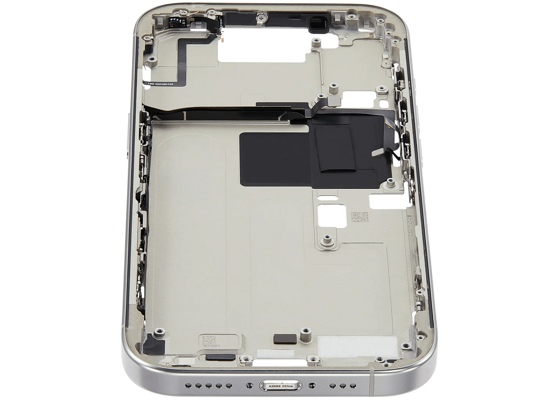 Mid-Frame Housing With Power And Volume Button Compatible For iPhone 16 Pro (US Version) (Used OEM Pull: Grade A) (White Titanium)