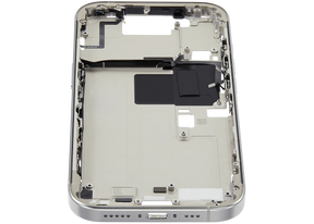 Mid-Frame Housing With Power And Volume Button Compatible For iPhone 16 Pro (US Version) (Used OEM Pull: Grade A) (White Titanium)