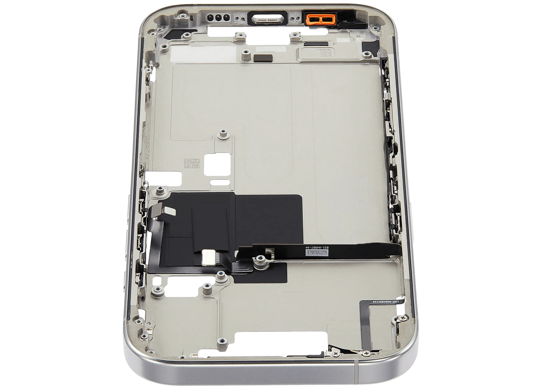 Mid-Frame Housing With Power And Volume Button Compatible For iPhone 16 Pro (US Version) (Used OEM Pull: Grade A) (White Titanium)