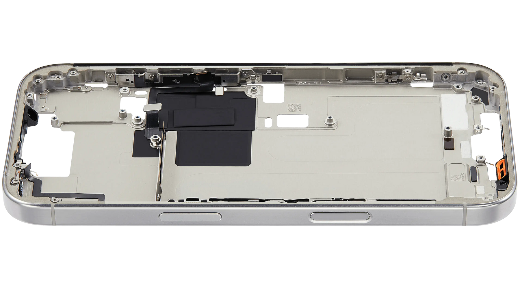 Mid-Frame Housing With Power And Volume Button Compatible For iPhone 16 Pro (US Version) (Used OEM Pull: Grade A) (White Titanium)