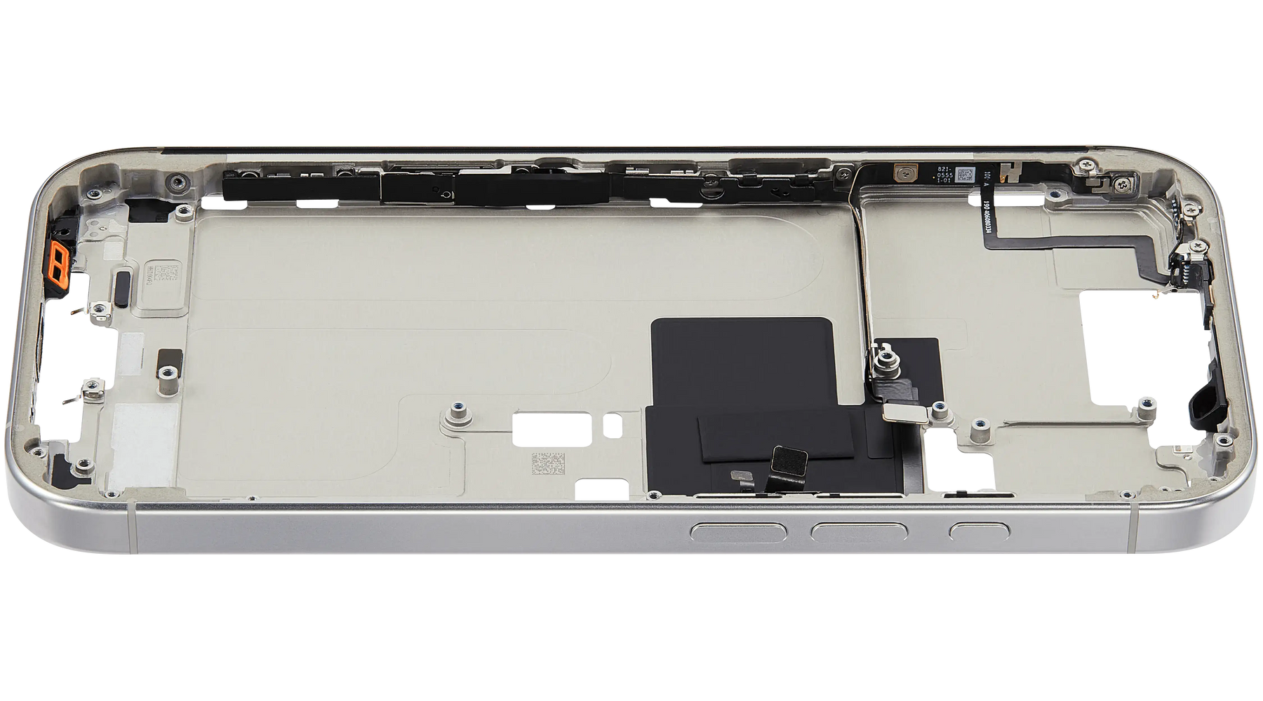 Mid-Frame Housing With Power And Volume Button Compatible For iPhone 16 Pro (US Version) (Used OEM Pull: Grade A) (White Titanium)