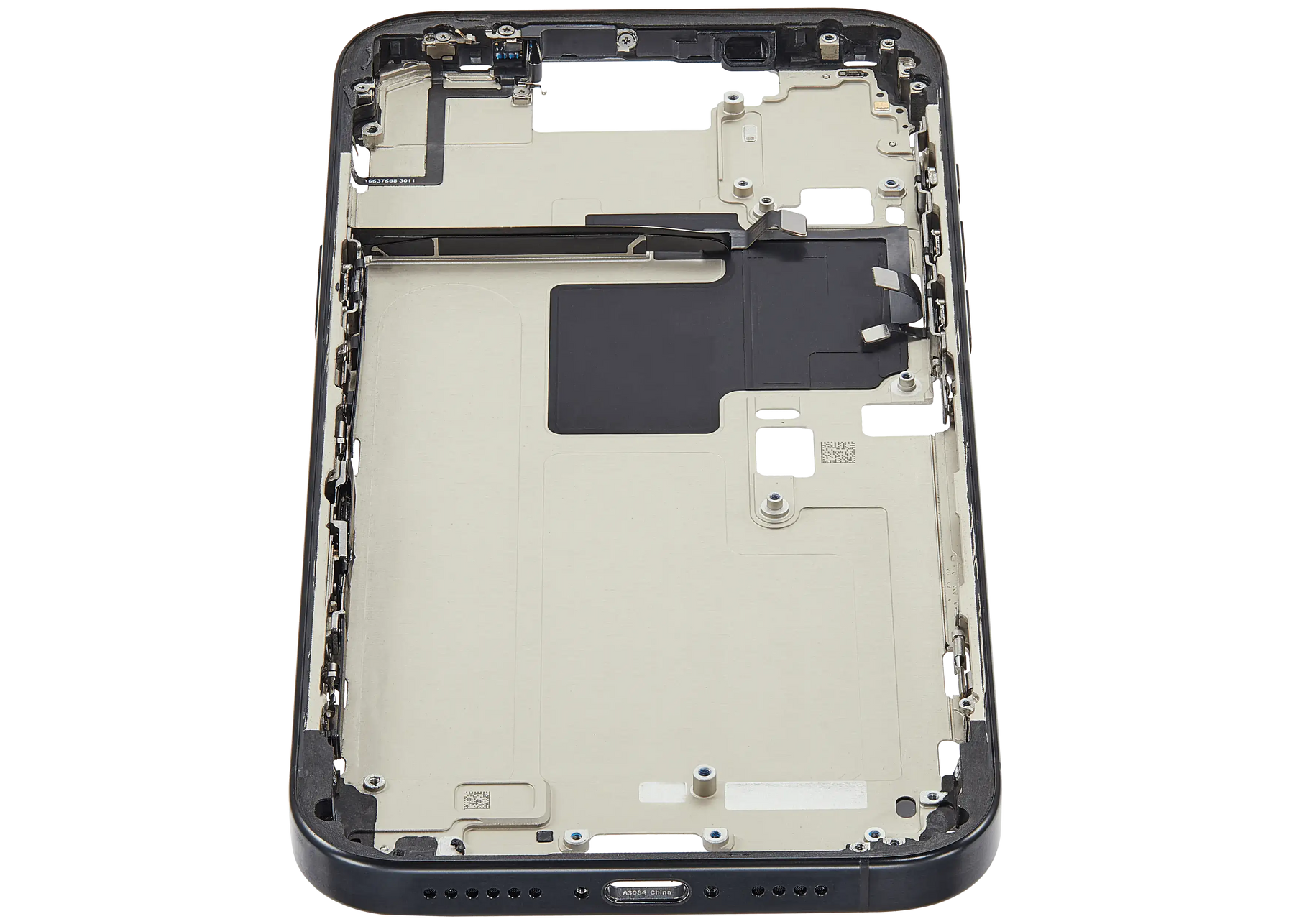 Mid-Frame Housing With Power And Volume Button Compatible For iPhone 16 Pro max (US Version) (Used OEM Pull: Grade A) (Black Titanium)