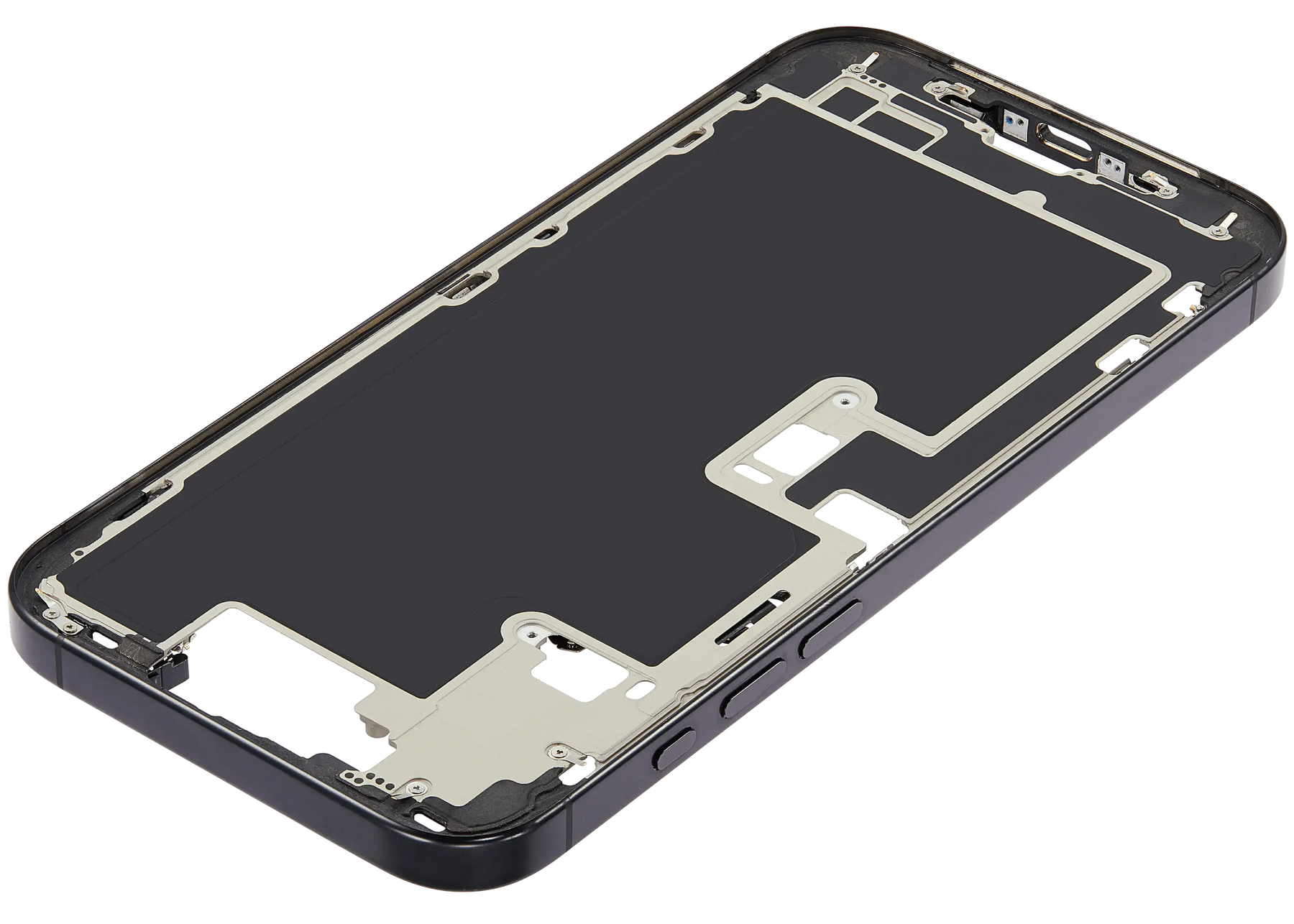 Mid-Frame Housing With Power And Volume Button Compatible For iPhone 16 Pro max (US Version) (Used OEM Pull: Grade A) (Black Titanium)
