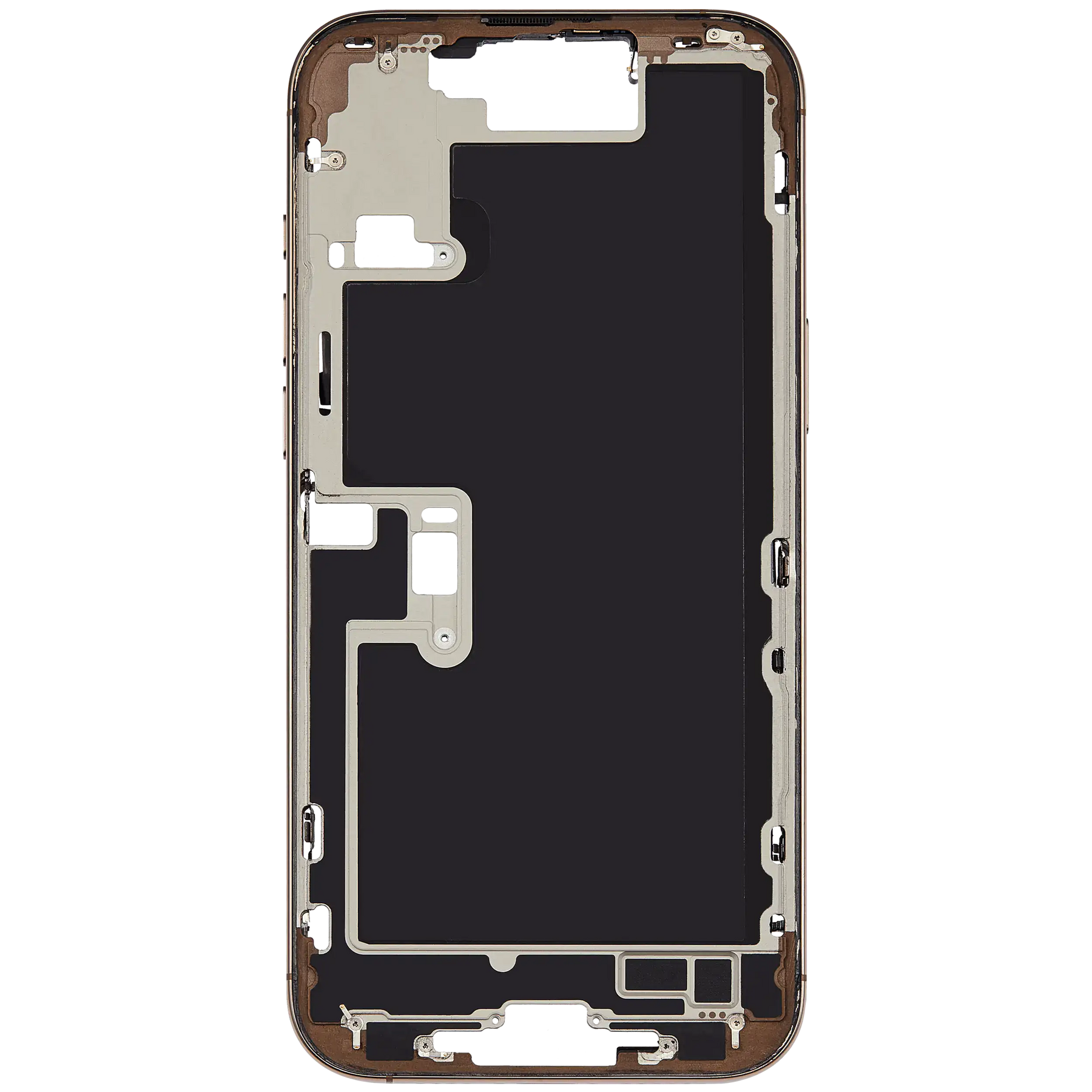 Mid-Frame Housing With Power And Volume Button Compatible For iPhone 16 Pro max (US Version) (Used OEM Pull: Grade A) (Desert Titanium)