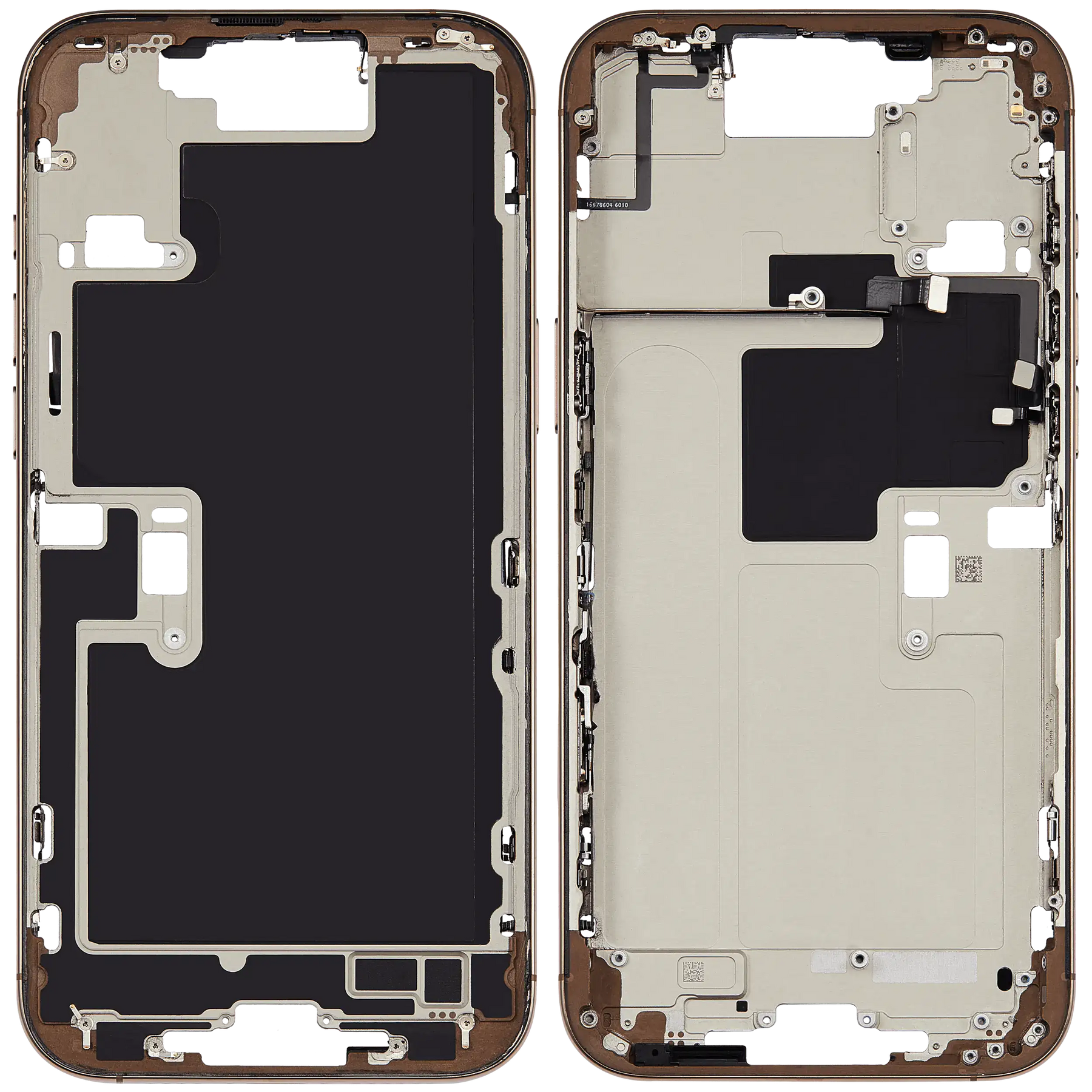 Mid-Frame Housing With Power And Volume Button Compatible For iPhone 16 Pro max (US Version) (Used OEM Pull: Grade A) (Desert Titanium)