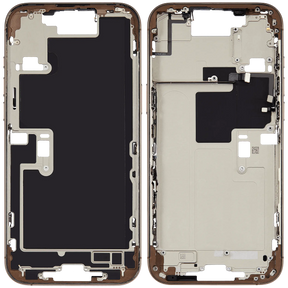 Mid-Frame Housing With Power And Volume Button Compatible For iPhone 16 Pro max (US Version) (Used OEM Pull: Grade A) (Desert Titanium)