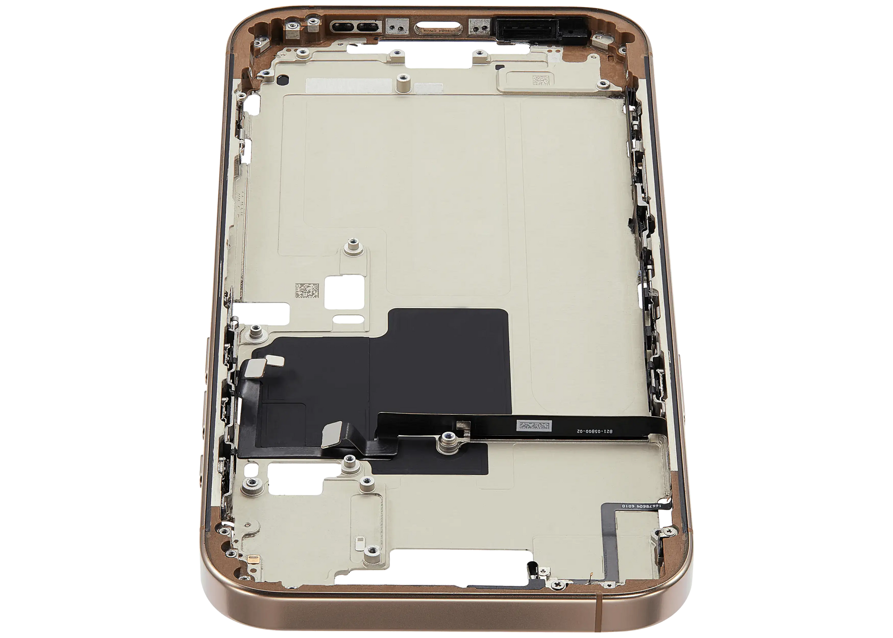 Mid-Frame Housing With Power And Volume Button Compatible For iPhone 16 Pro max (US Version) (Used OEM Pull: Grade A) (Desert Titanium)