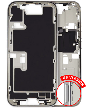 Mid-Frame Housing With Power And Volume Button Compatible For iPhone 16 Pro (US Version) (Used OEM Pull: Grade A) (White Titanium)