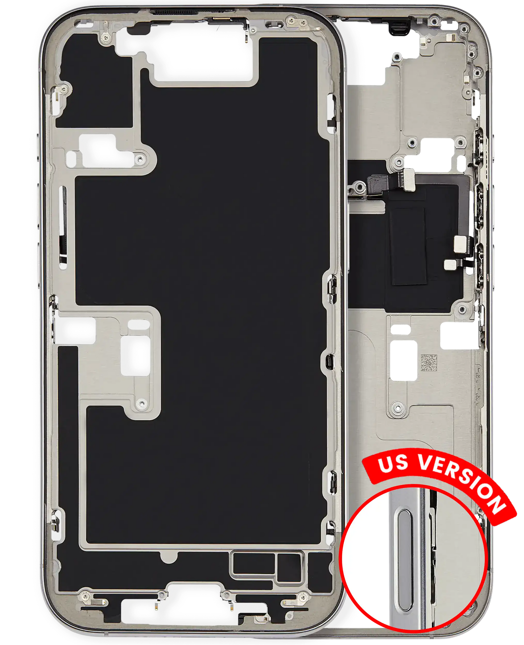 Mid-Frame Housing With Power And Volume Button Compatible For iPhone 16 Pro (US Version) (Used OEM Pull: Grade A) (Natural Titanium)