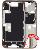 Mid-Frame Housing With Power And Volume Button Compatible For iPhone 16 Pro (US Version) (Used OEM Pull: Grade A) (Desert Titanium)
