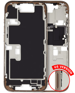 Mid-Frame Housing With Power And Volume Button Compatible For iPhone 16 Pro (US Version) (Used OEM Pull: Grade A) (Desert Titanium)