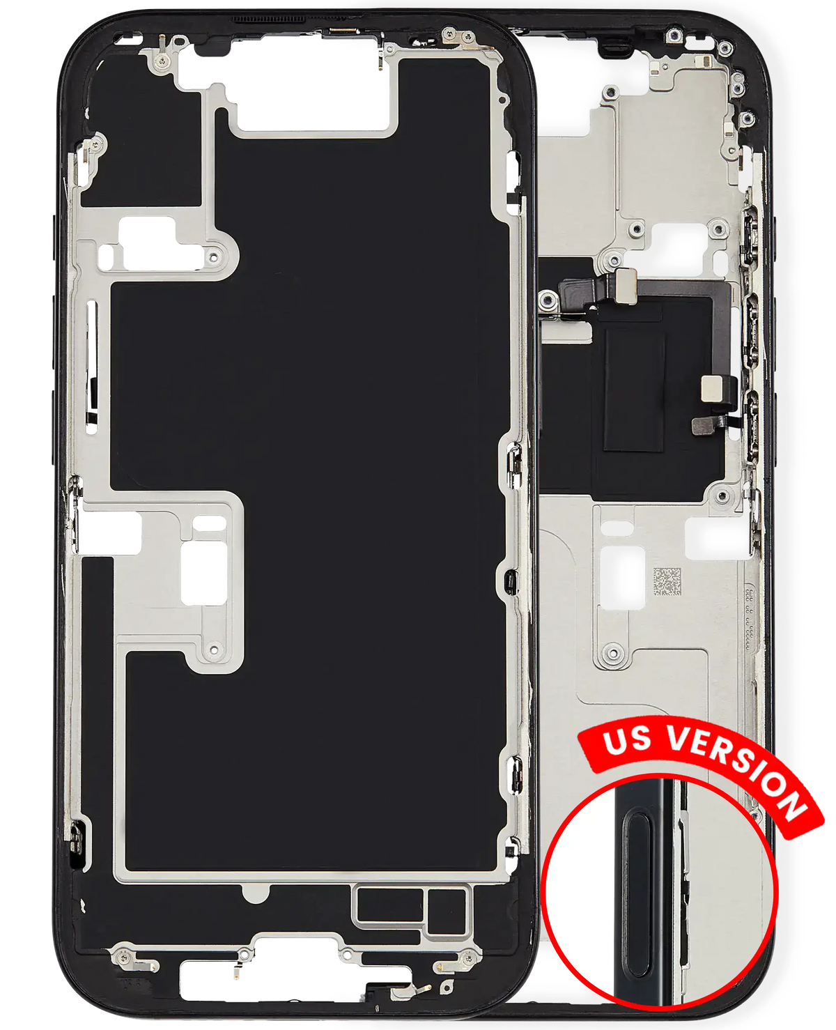 Mid-Frame Housing With Power And Volume Button Compatible For iPhone 16 Pro (US Version) (Used OEM Pull: Grade A) (Black Titanium)