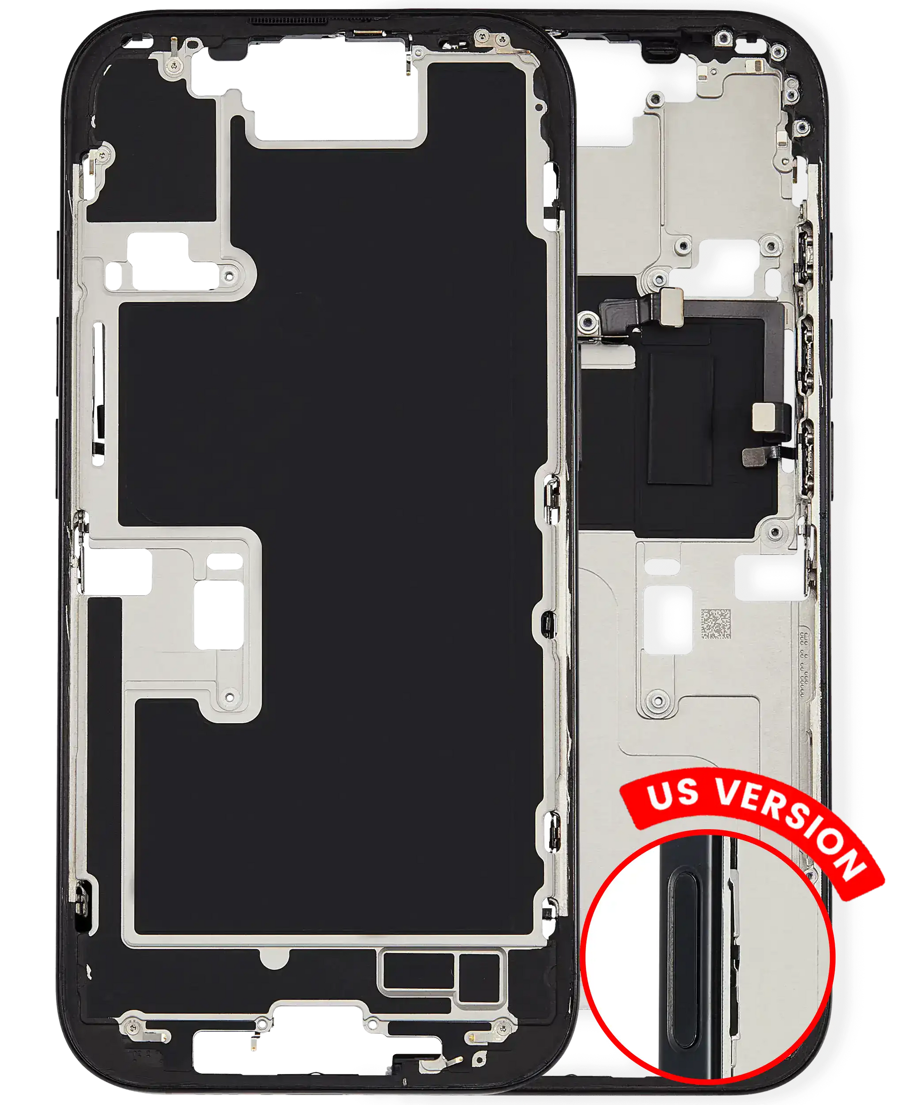 Mid-Frame Housing With Power And Volume Button Compatible For iPhone 16 Pro (US Version) (Used OEM Pull: Grade A) (Black Titanium)