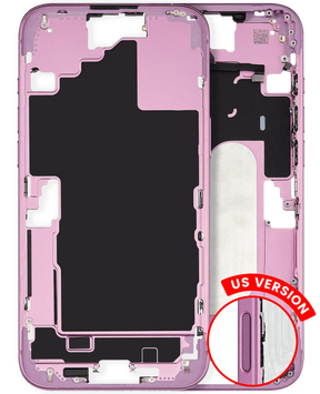 Mid-Frame Housing With Power And Volume Button Compatible For iPhone 16 Plus (US Version) (Used OEM Pull: Grade A) (Pink)