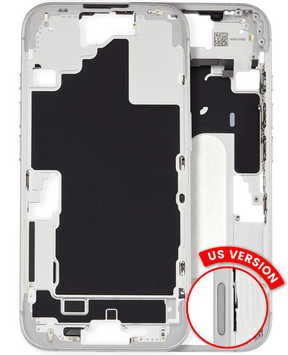 Mid-Frame Housing With Power And Volume Button Compatible For iPhone 16 (US Version) (Used OEM Pull: Grade A) (White)