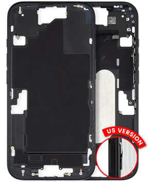 Mid-Frame Housing With Power And Volume Button Compatible For iPhone 16 (US Version) (Used OEM Pull: Grade A) (Black)